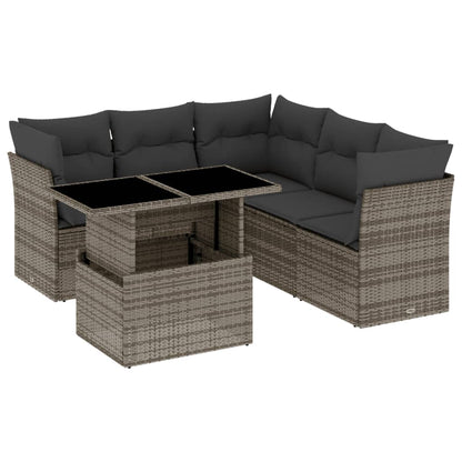 Set Divano da Giardino 6 pz con Cuscini Grigio in Polyrattan | homemem39