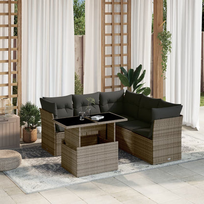 Set Divano da Giardino 6 pz con Cuscini Grigio in Polyrattan | homemem39