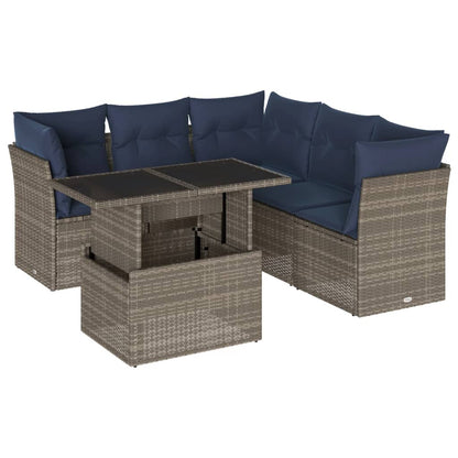 Set Divani da Giardino 6 pz con Cuscini Grigio in Polyrattan | homemem39