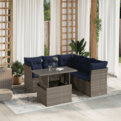 Set Divani da Giardino 6 pz con Cuscini Grigio in Polyrattan | homemem39