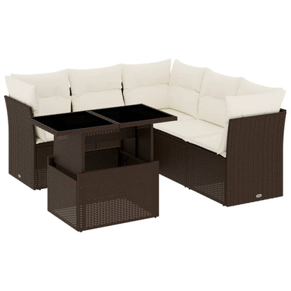 Set Divano da Giardino 6 pz con Cuscini Marrone in Polyrattan - homemem39