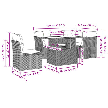 Set Divano da Giardino 6pz con Cuscini Grigio Chiaro Polyrattan | homemem39