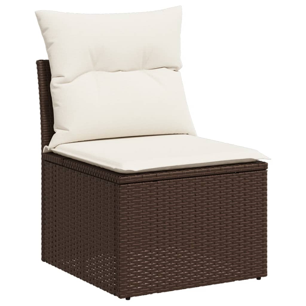 6 pc Garden Sofa Set with Brown Polyrattan Cushions