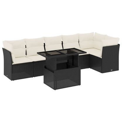 Set Divani da Giardino con Cuscini 7pz Nero Polyrattan - homemem39