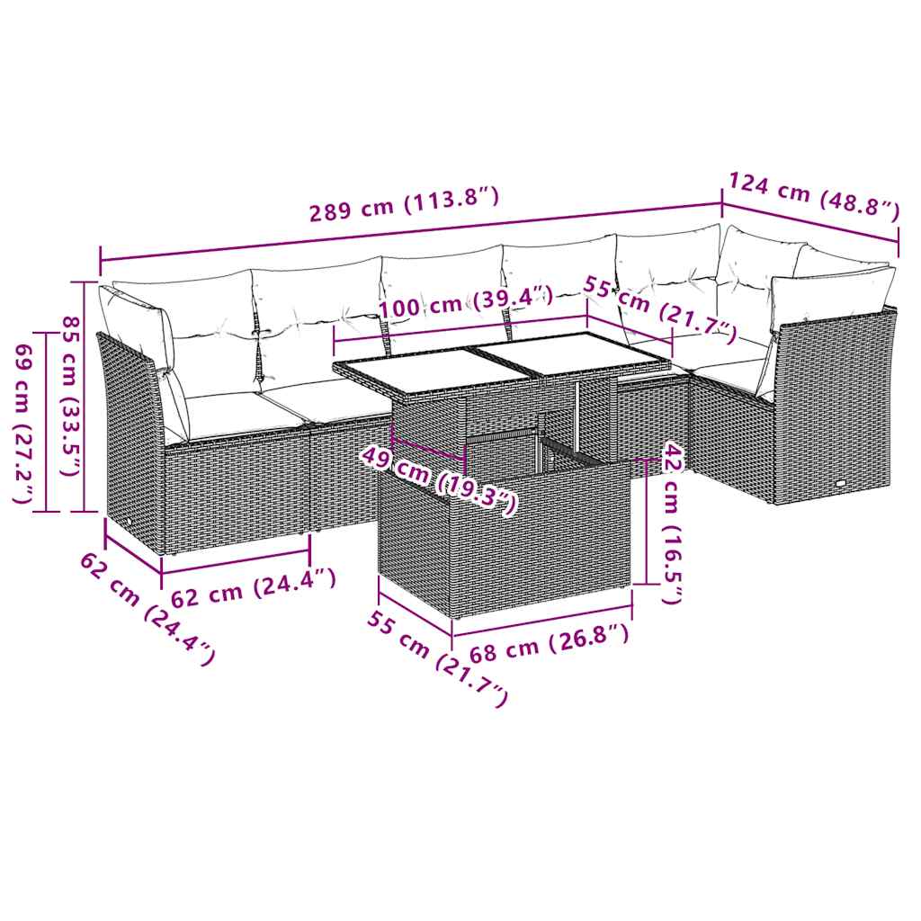 Set Divani da Giardino con Cuscini 7pz Nero Polyrattan | homemem39