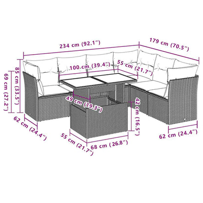 Set Divani da Giardino con Cuscini 7pz Nero Polyrattan | homemem39