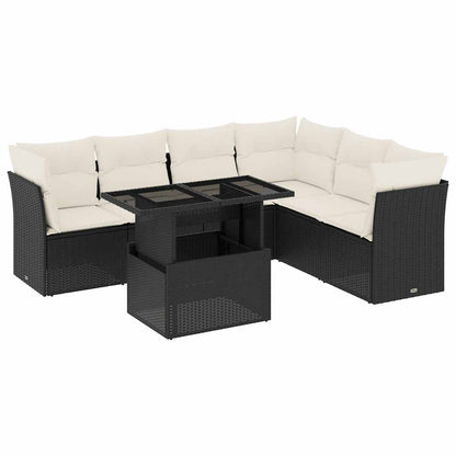 Set Divani da Giardino con Cuscini 7pz Nero Polyrattan - homemem39