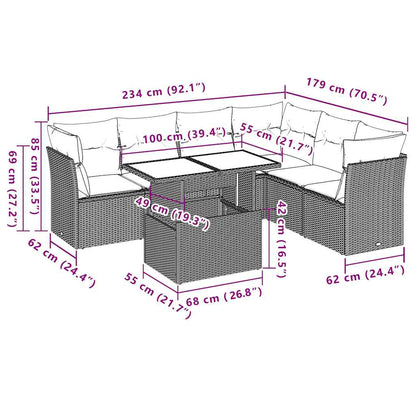 Set Divani da Giardino con Cuscini 7pz Nero Polyrattan | homemem39