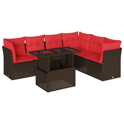 Set Divani da Giardino 7 pz con Cuscini in Polyrattan