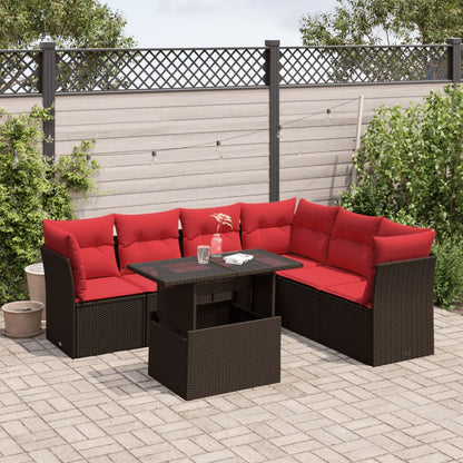 Set Divani da Giardino 7 pz con Cuscini in Polyrattan