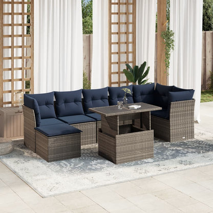 Set Divani da Giardino 8 pz con Cuscini Grigio in Polyrattan | homemem39