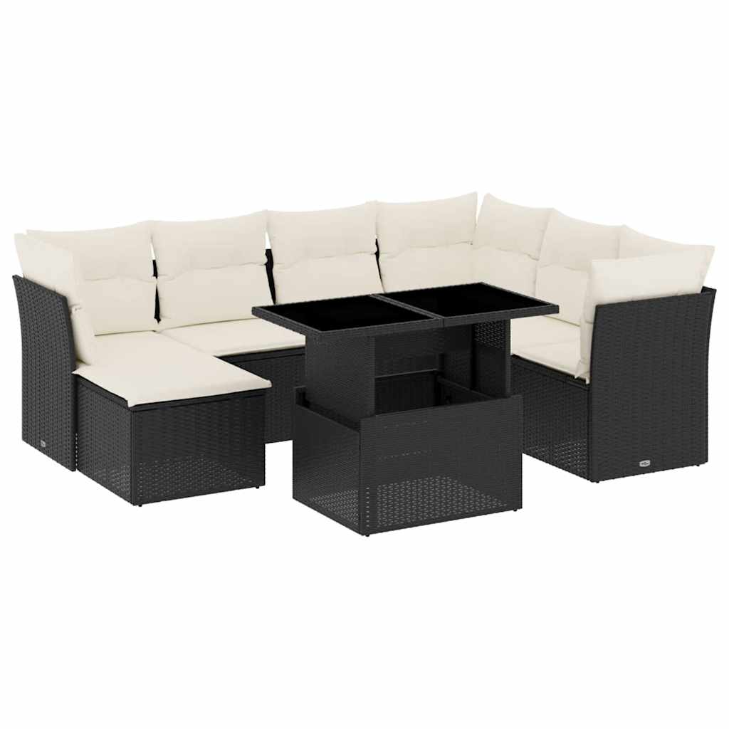 Set Divani da Giardino con Cuscini 8 pz Nero in Polyrattan | homemem39
