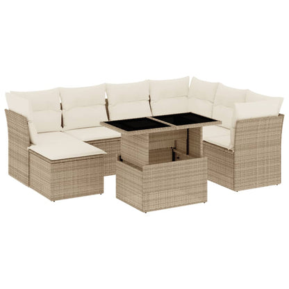 Set Divano da Giardino 8 pz con Cuscini Beige in Polyrattan - homemem39