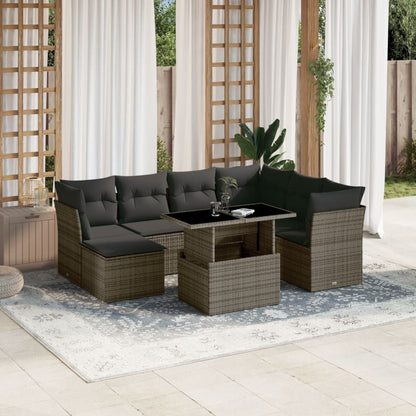 Set Divano da Giardino 8 pz con Cuscini Grigio in Polyrattan | homemem39