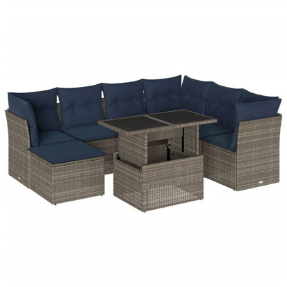 Set Divani da Giardino 8 pz con Cuscini Grigio in Polyrattan | homemem39