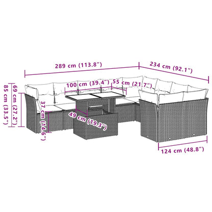 Set Divani da Giardino 10pz con Cuscini in Polyrattan Nero - homemem39