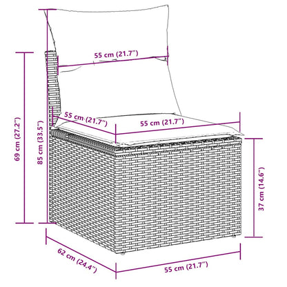 Set Divani da Giardino 11 pz con Cuscini in Polyrattan Nero