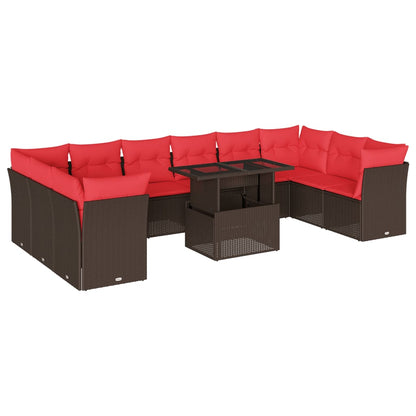 Set Divani da Giardino 11 pz con Cuscini in Polyrattan