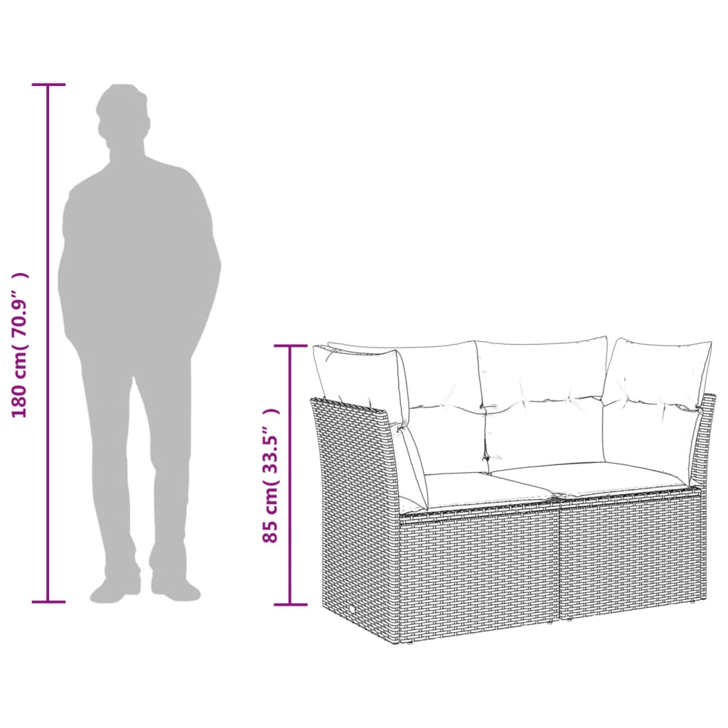 Set Divani da Giardino 11 pz con Cuscini in Polyrattan Grigio | homemem39