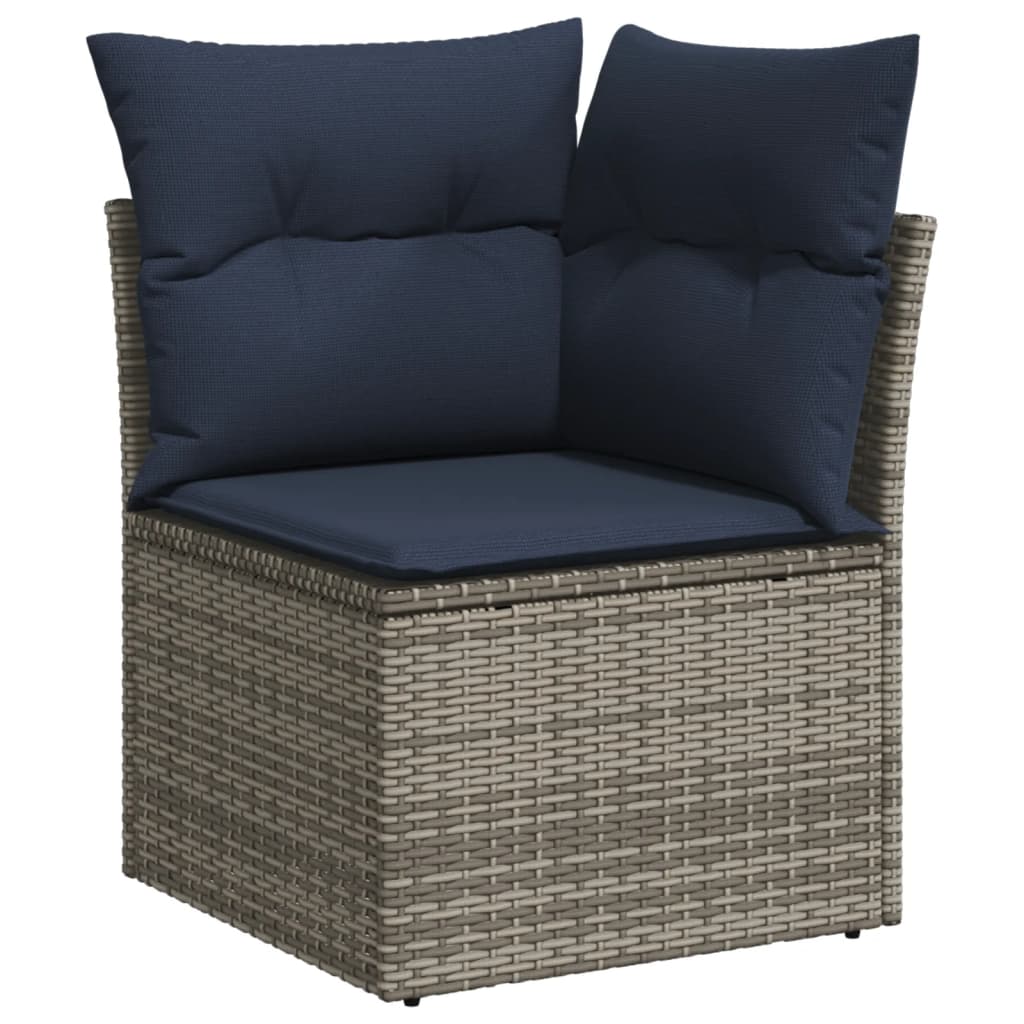 Set Divani da Giardino 11 pz con Cuscini Grigio in Polyrattan | homemem39