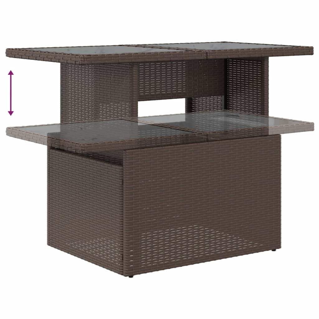Set Divani da Giardino 11 pz con Cuscini Marrone in Polyrattan