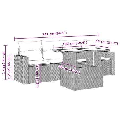 Set Divano da Giardino 5 pz con Cuscini Beige in Polyrattan - homemem39