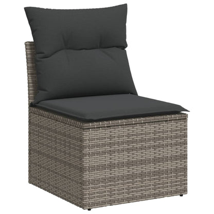 Set Divano da Giardino 5 pz con Cuscini Grigio in Polyrattan