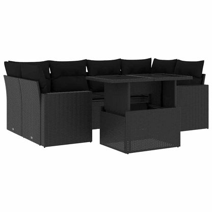 Set Divani da Giardino con Cuscini 7pz Nero Polyrattan - homemem39