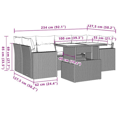 Set Divani da Giardino 7 pz con Cuscini Grigio in Polyrattan | homemem39