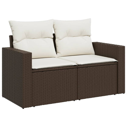 7 pc Garden Sofa Set with Brown Polyrattan Cushions