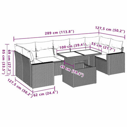 Set Divani da Giardino con Cuscini 8 pz Nero in Polyrattan | homemem39