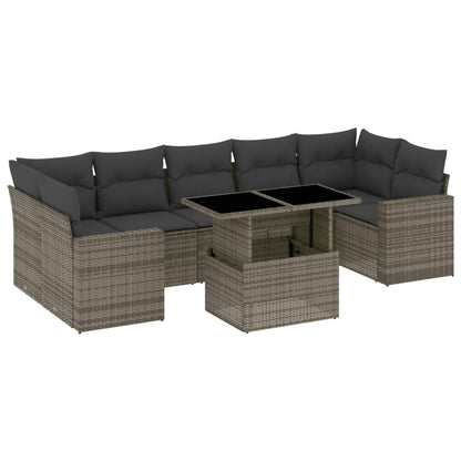 Set Divano da Giardino 8 pz con Cuscini Grigio in Polyrattan - homemem39
