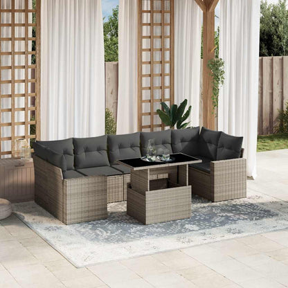 Set Divano da Giardino 8pz con Cuscini Grigio Chiaro Polyrattan - homemem39