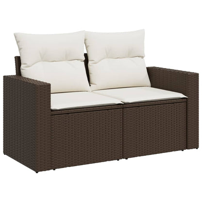 Set Divani da Giardino 8 pz con Cuscini Marrone in Polyrattan