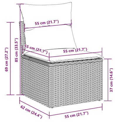 Set Divano da Giardino 9 pz con Cuscini Beige in Polyrattan - homemem39