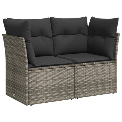 Set Divano da Giardino 9 pz con Cuscini Grigio in Polyrattan - homemem39