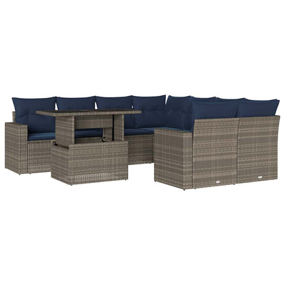 Set Divani da Giardino 9 pz con Cuscini in Polyrattan