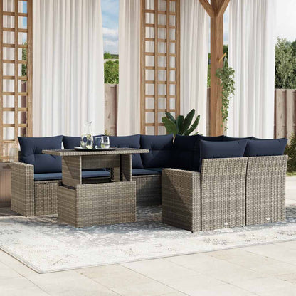 Set Divani da Giardino 9 pz con Cuscini in Polyrattan