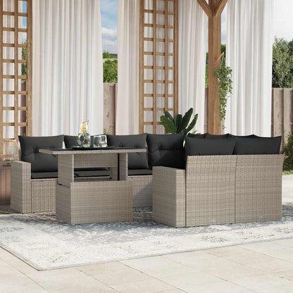 Set Divano da Giardino 9pz con Cuscini Grigio Chiaro Polyrattan - homemem39