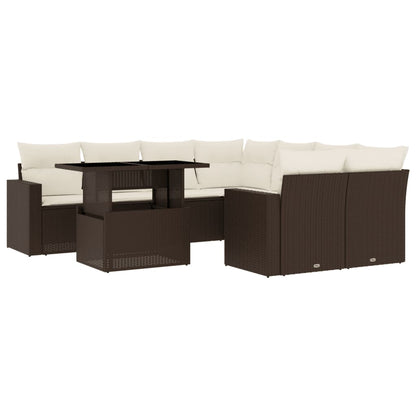 Set Divani da Giardino 9pz con Cuscini Marrone in Polyrattan - homemem39