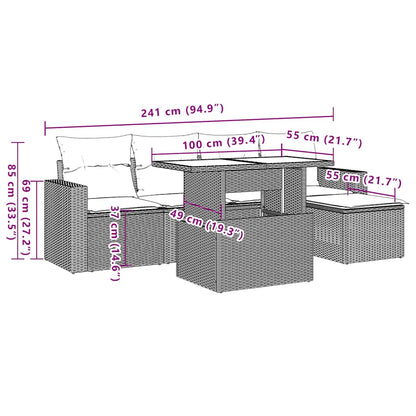 Set Divano da Giardino 6 pz con Cuscini Nero in Polyrattan - homemem39