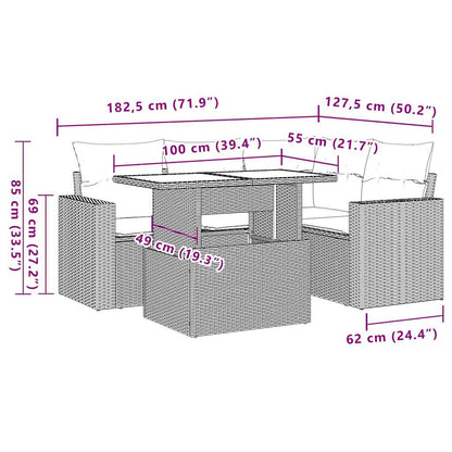Set Divani da Giardino 5 pz con Cuscini in Polyrattan Nero | homemem39