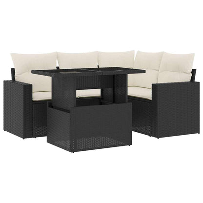 Set Divani da Giardino 5 pz con Cuscini in Polyrattan Nero - homemem39