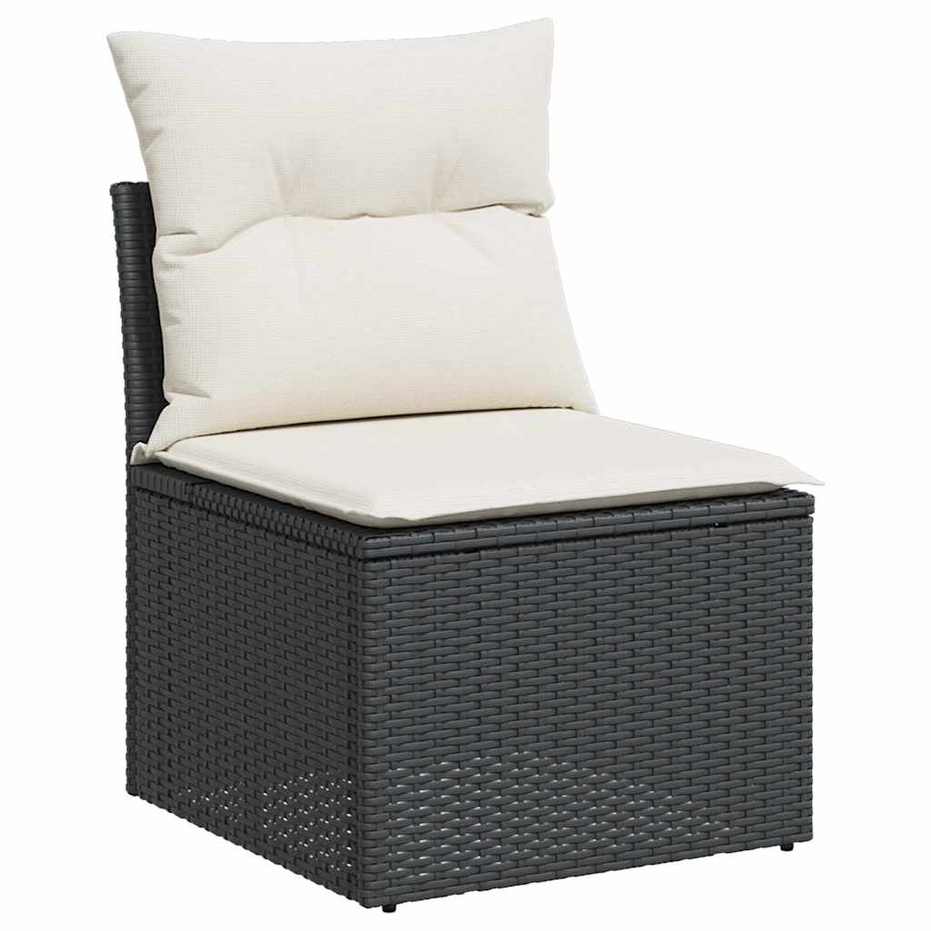 Set Divani da Giardino 5 pz con Cuscini in Polyrattan Nero | homemem39