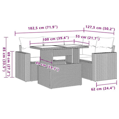 Set Divani da Giardino 5 pz con Cuscini in Polyrattan Nero | homemem39