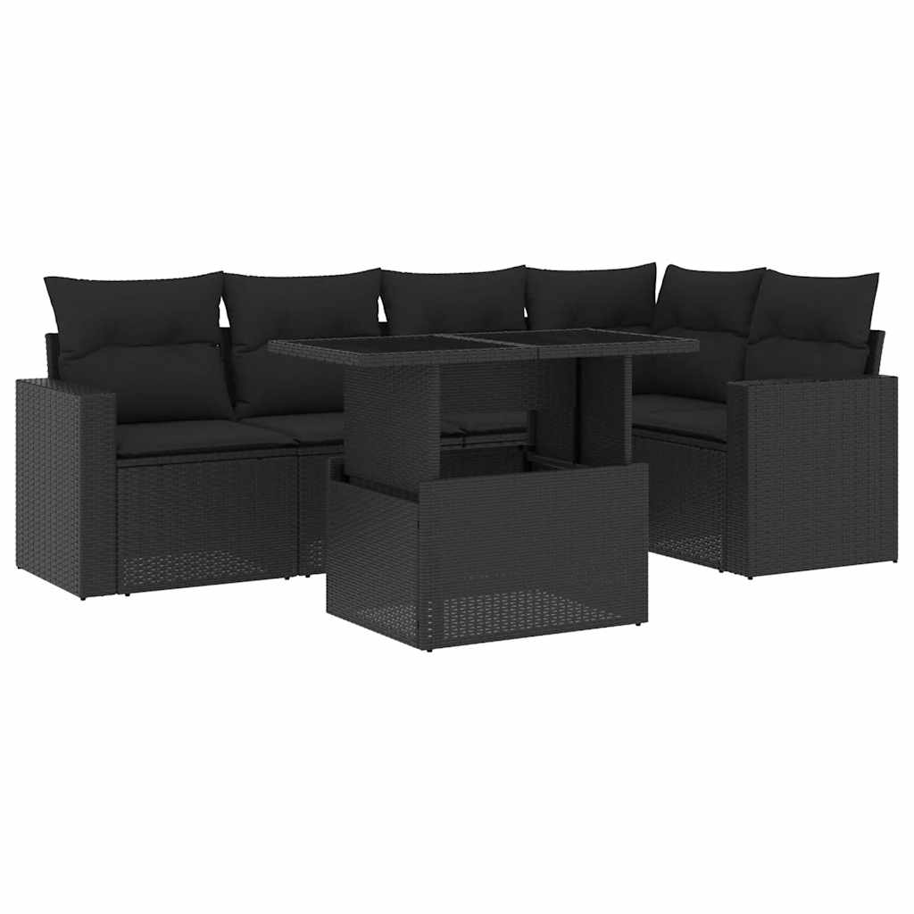 Set Divano da Giardino 6 pz con Cuscini Nero in Polyrattan | homemem39