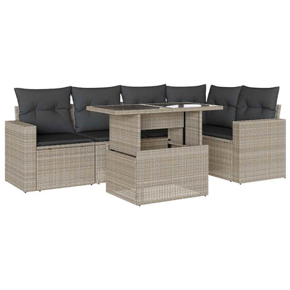 Set Divano da Giardino 6pz con Cuscini Grigio Chiaro Polyrattan - homemem39