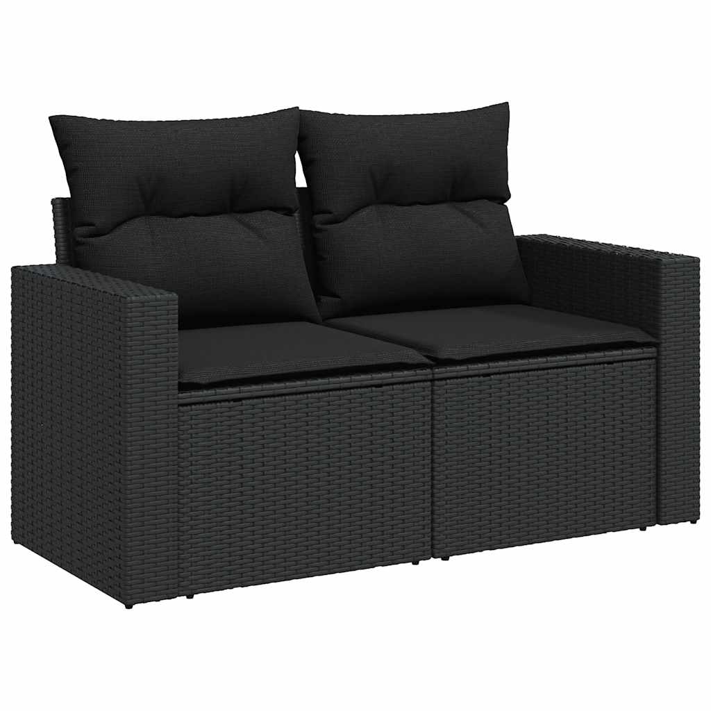 Set Divano da Giardino 6 pz con Cuscini Nero in Polyrattan | homemem39