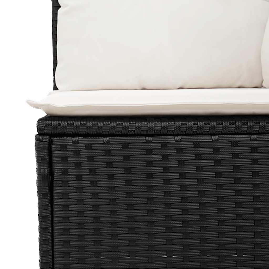 Set Divano da Giardino 6 pz con Cuscini Nero in Polyrattan | homemem39