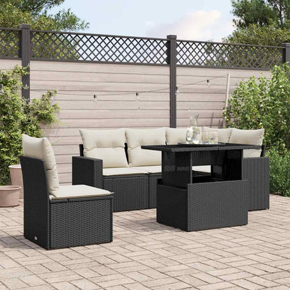 Set Divano da Giardino 6 pz con Cuscini Nero in Polyrattan | homemem39